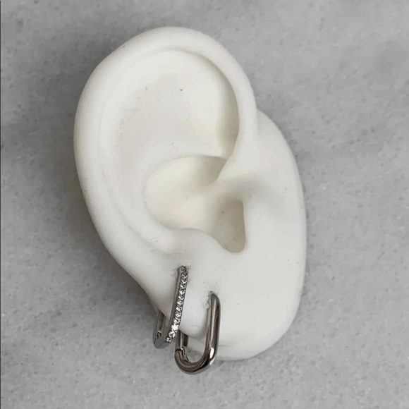 Modest Lu Jewelry - COPY - Sterling Silver Oval Hoop Huggie Earrings Brand New